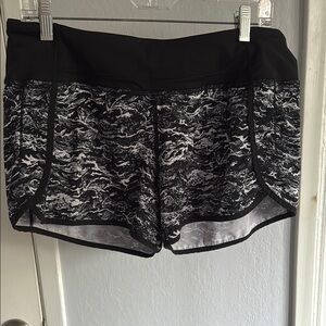 Black and White Patterned Athletic Shorts